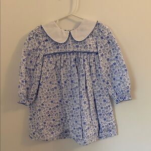 Floral Blue and White Kids Dress